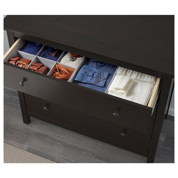 HEMNES Chest of drawers with 3 drawers - brown-black 108x96 cm