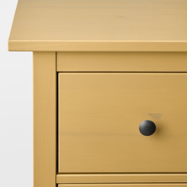 HEMNES - Chest of 3 drawers, yellow stain, 108x96 cm