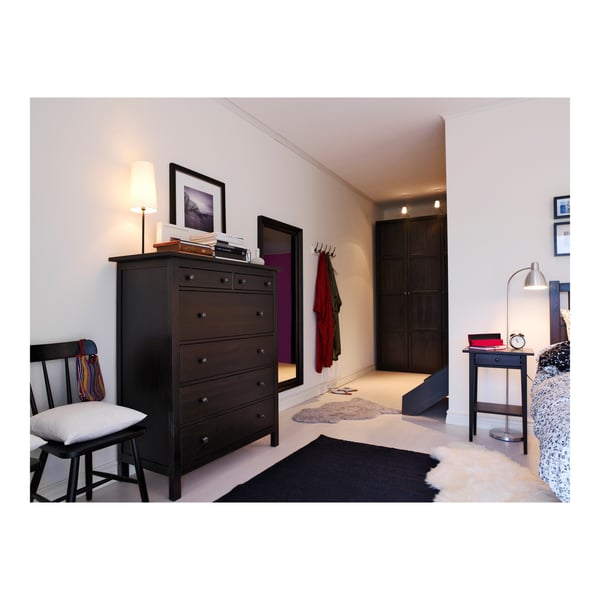 HEMNES Chest of drawers with 6 drawers - brown-black 108x131 cm , 108x131 cm