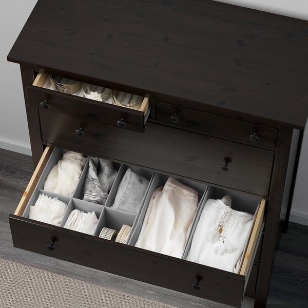 HEMNES Chest of drawers with 6 drawers - brown-black 108x131 cm , 108x131 cm