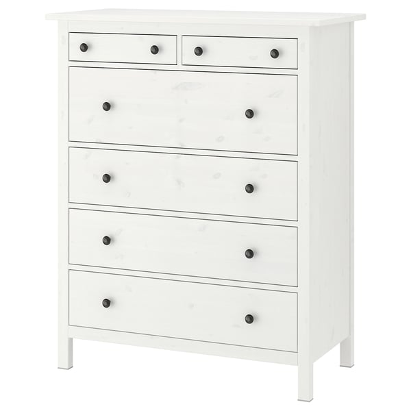 HEMNES - HEMNES Chest of 6 drawers, white stain, 108x131 cm