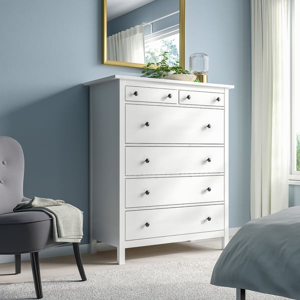 HEMNES chest of 6 drawers, white stain, 108x131 cm