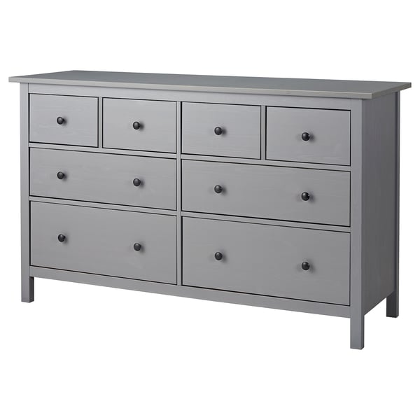 HEMNES chest of 8 drawers, grey stained, 160x96 cm