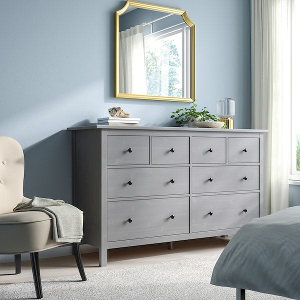 HEMNES - Chest of 8 drawers, grey stained, 160x96 cm