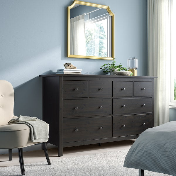 HEMNES Chest of drawers with 8 drawers - brown-black 160x96 cm , 160x96 cm