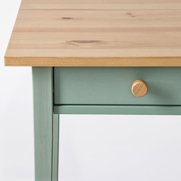 HEMNES bedside table, grey-green/light brown stained, 46x35 cm