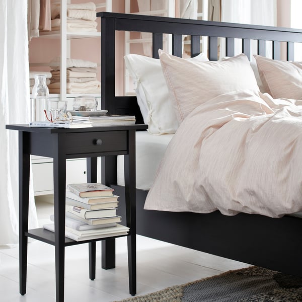 HEMNES - Bedside table, black-brown , 46x35 cm
