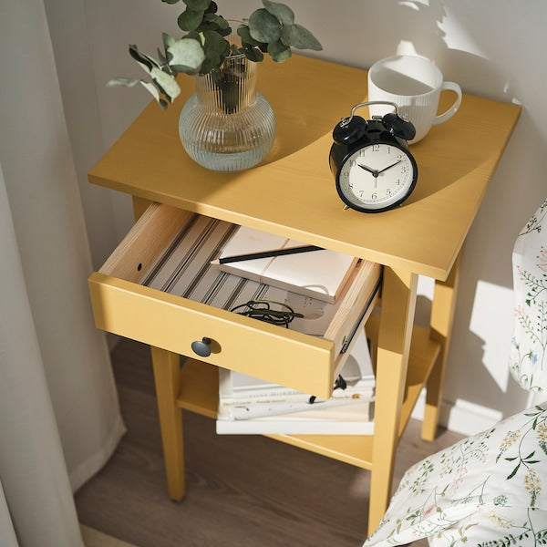 HEMNES - Bedside table, yellow stain, 46x35 cm