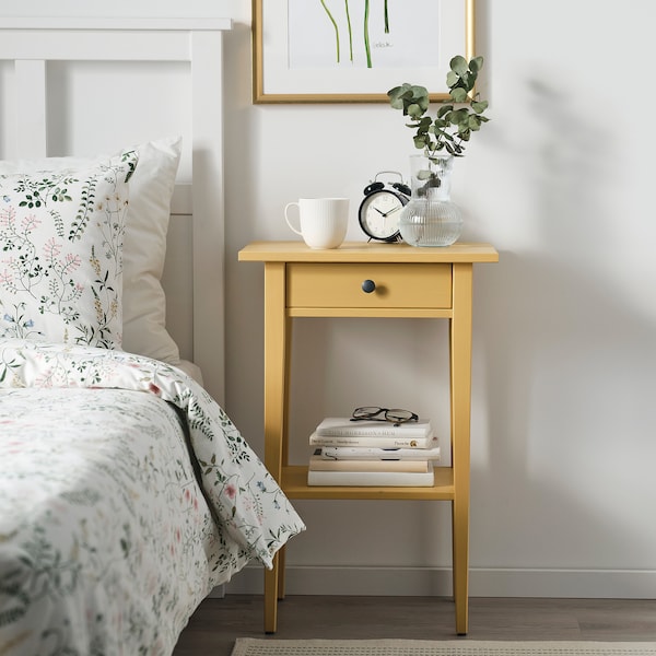 HEMNES - Bedside table, yellow stain, 46x35 cm