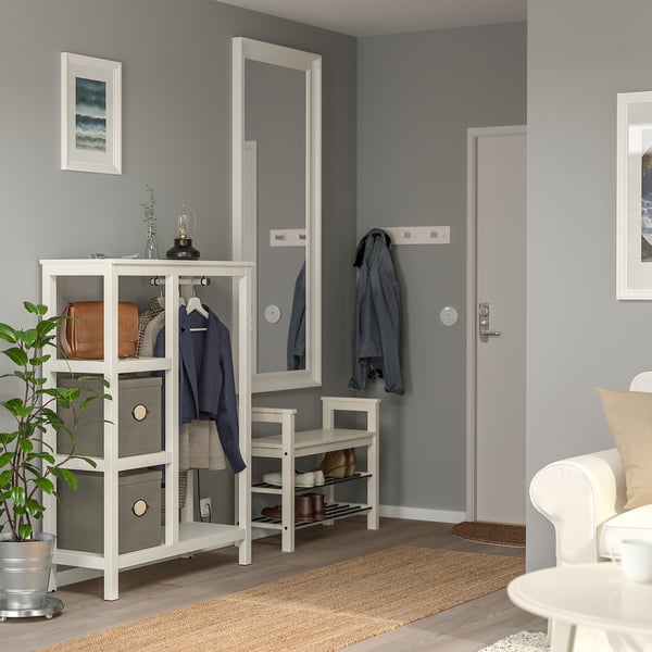 HEMNES open wardrobe, white stained, 99x37x130 cm