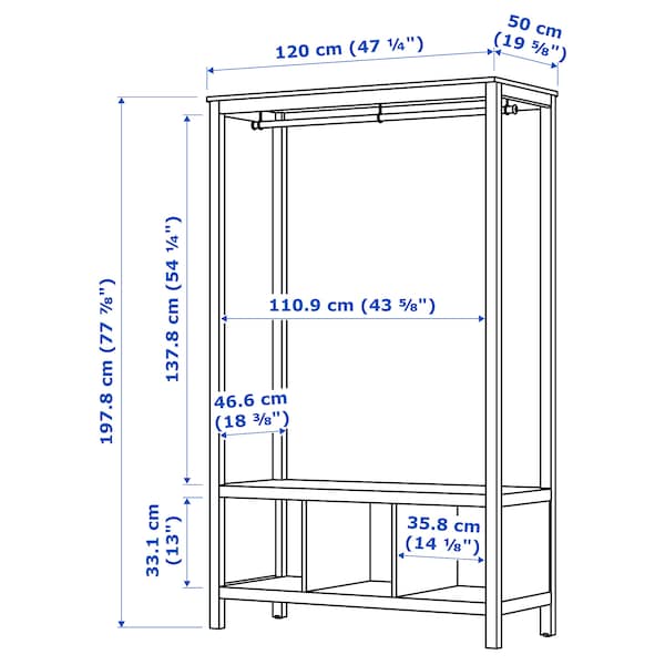 Ikea HEMNES Day wardrobe - white bite 120x50x197 cm , 120x50x197 cm