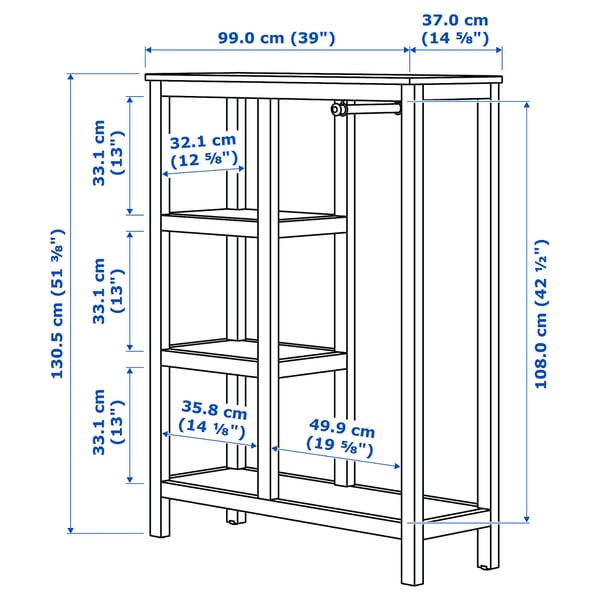 HEMNES open wardrobe, white stained, 99x37x130 cm