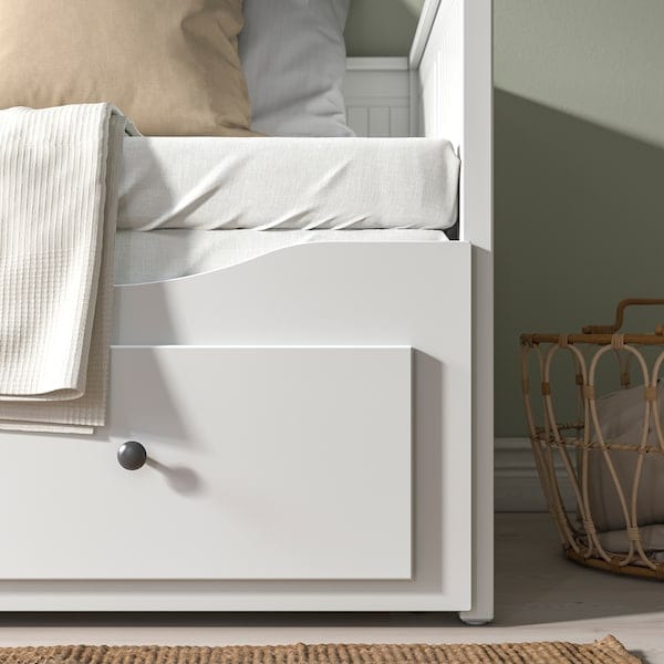 Ikea HEMNES Sofa bed/3 drawers/2 mattresses - white/Ågotnes rigid 80x200 cm , 80x200 cm