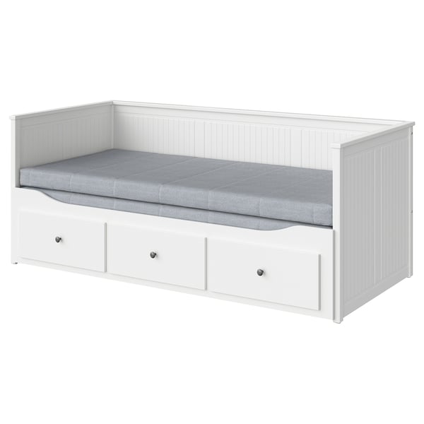 HEMNES day-bed w 3 drawers/2 mattresses, white/Ågotnes firm, 80x200 cm