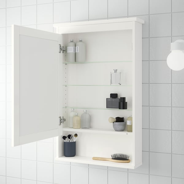 HEMNES - HEMNES Mirror cabinet with 1 door, white, 63x16x98 cm
