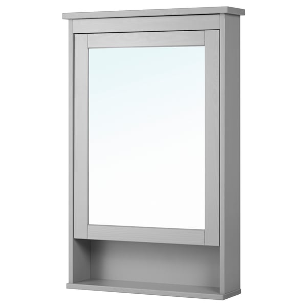 HEMNES mirror cabinet with 1 door, grey, 63x16x98 cm