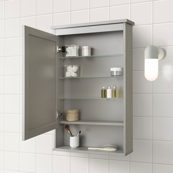 HEMNES mirror cabinet with 1 door, grey, 63x16x98 cm