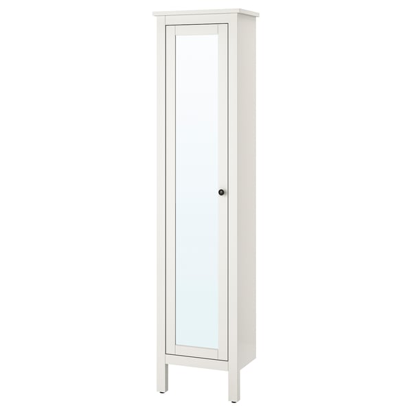 HEMNES high cabinet with mirror door, white, 49x31x200 cm