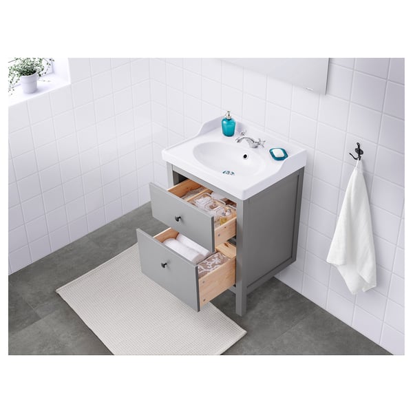 HEMNES wash-stand with 2 drawers, grey, 60x47x83 cm