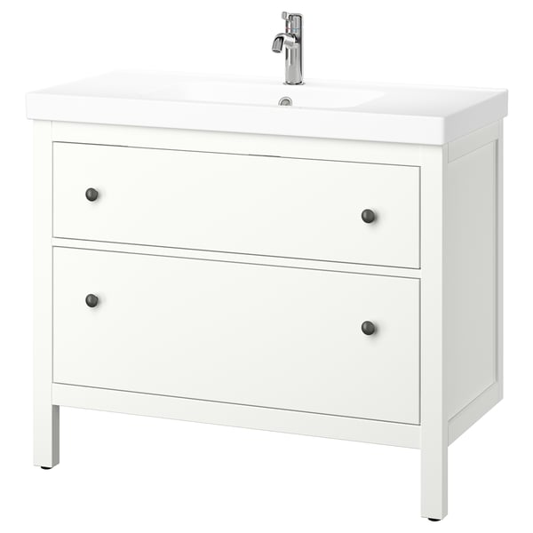HEMNES / ORRSJÖN wash-stnd w drawers/wash-basin/tap, white, 102x49x89 cm