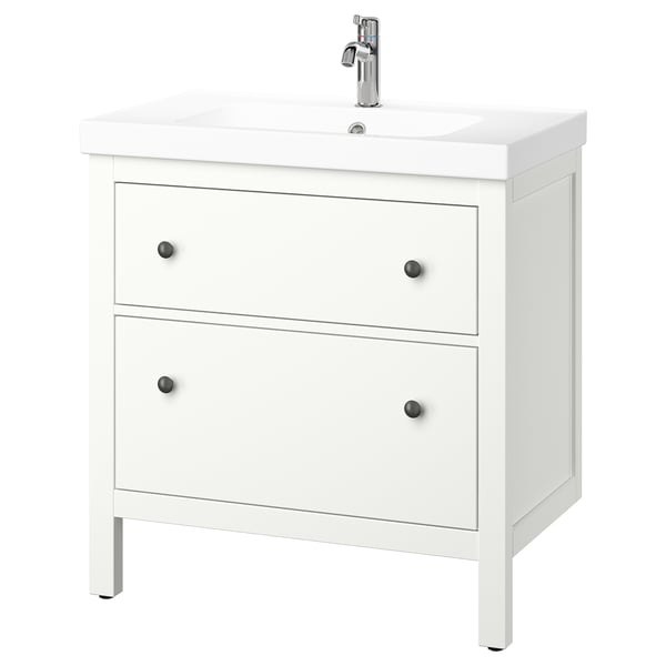 HEMNES / ORRSJÖN wash-stnd w drawers/wash-basin/tap, white, 82x49x89 cm