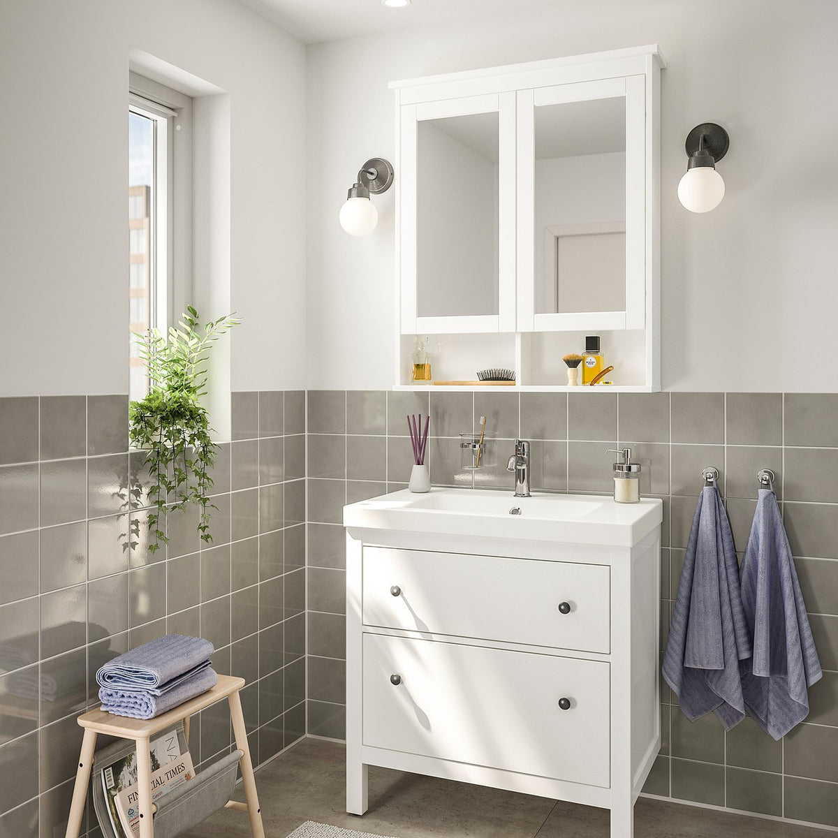 HEMNES / ORRSJÖN wash-stnd w drawers/wash-basin, white, 82x49x89 cm