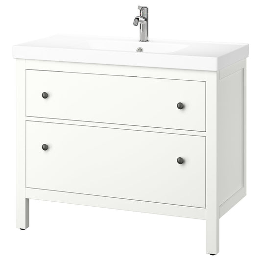 HEMNES / ORRSJÖN wash-stnd w drawers/wash-basin, white, 102x49x89 cm