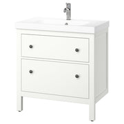 HEMNES / ORRSJÖN wash-stnd w drawers/wash-basin, white, 82x49x89 cm
