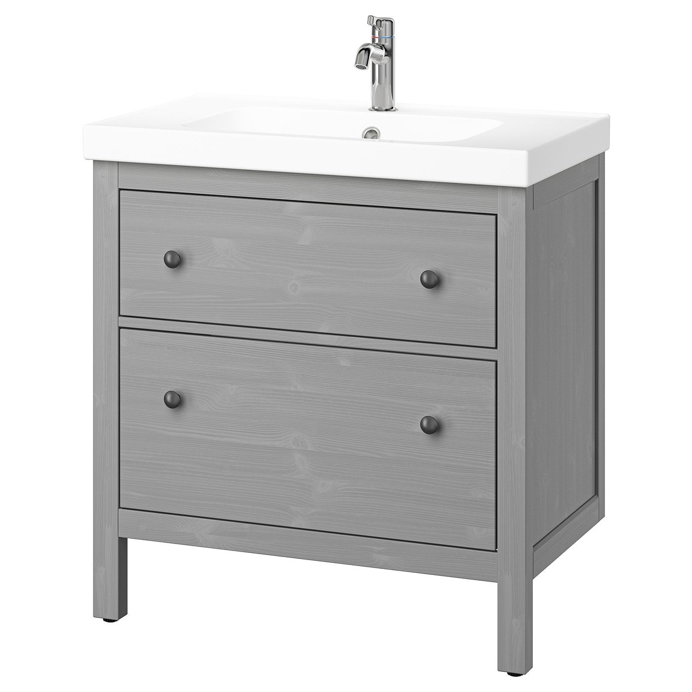 HEMNES / ORRSJÖN wash-stnd w drawers/wash-basin, grey, 82x49x89 cm
