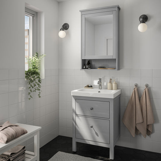 HEMNES / ORRSJÖN wash-stnd w drawers/wash-basin, grey, 62x49x89 cm