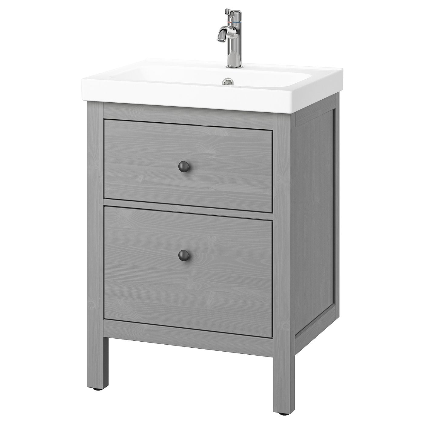 HEMNES / ORRSJÖN wash-stnd w drawers/wash-basin, grey, 62x49x89 cm