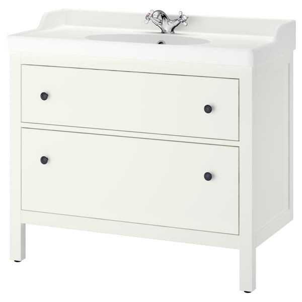 HEMNES / RUTSJÖN wash-stnd w drawers/wash-basin/tap, white, 102x49x95 cm