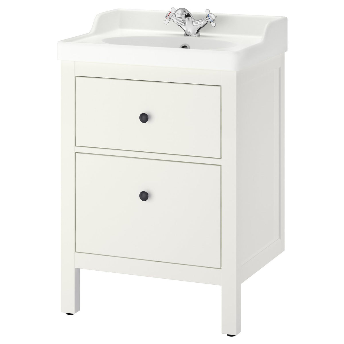 HEMNES / RUTSJÖN wash-stnd w drawers/wash-basin, white, 62x49x95 cm