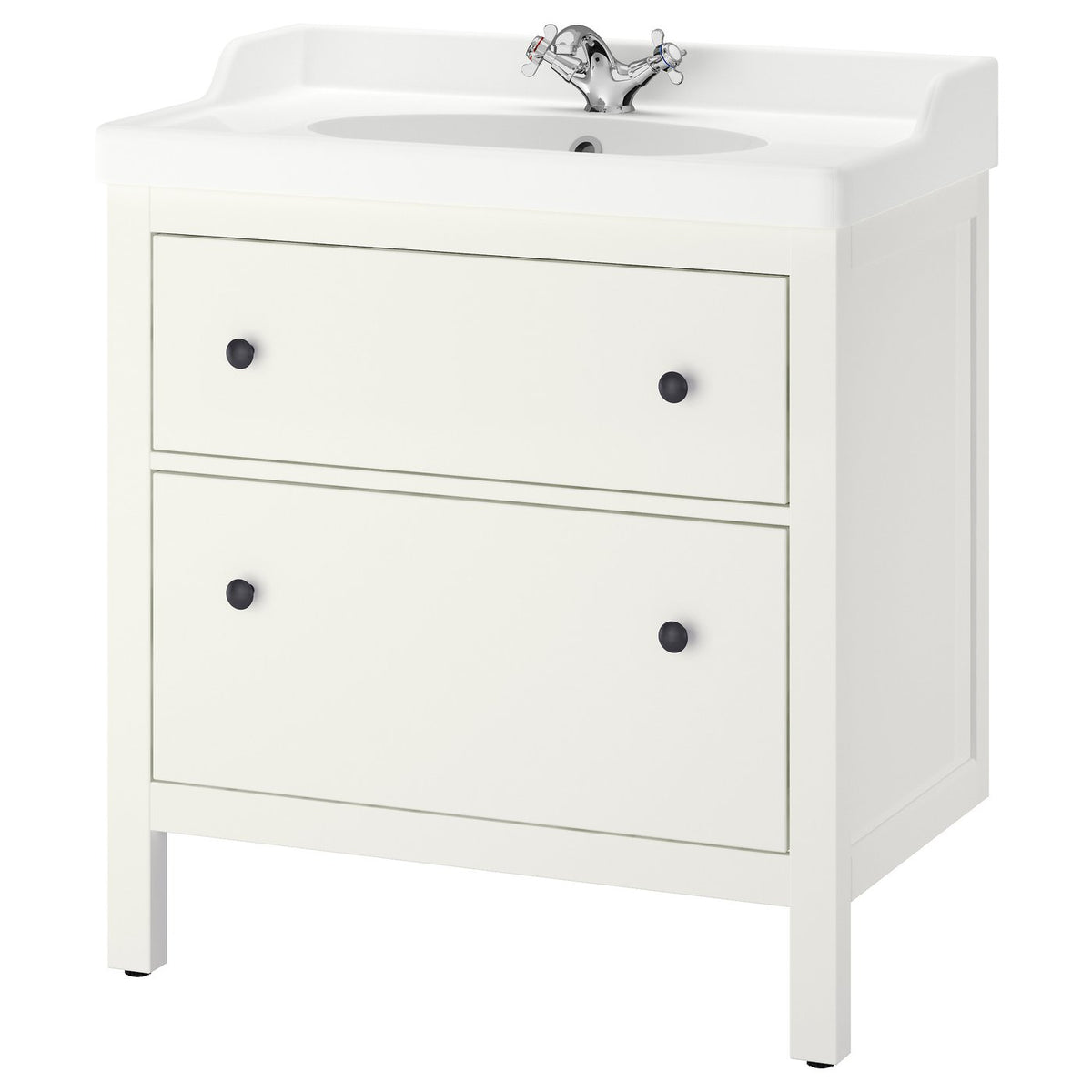 HEMNES / RUTSJÖN wash-stnd w drawers/wash-basin, white, 82x49x95 cm