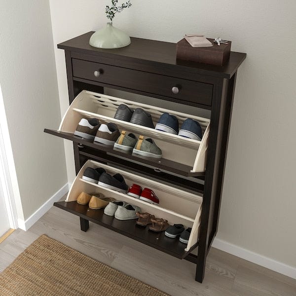 Ikea HEMNES 2 compartment shoe rack - brown-black 89x127 cm , 89x30x127 cm