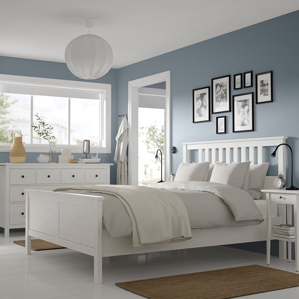 HEMNES - 4-piece bedroom set, mordant white,140x200 cm
