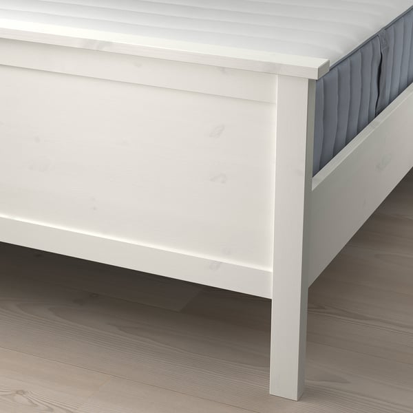 HEMNES bed frame with mattress, white stain/Valevåg firm, 140x200 cm