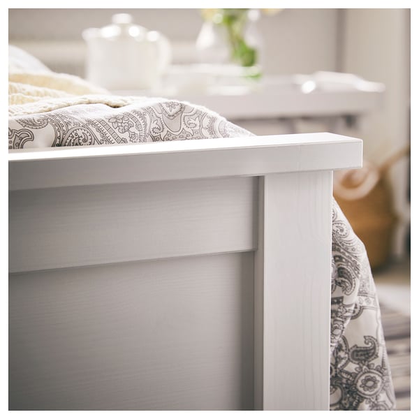 HEMNES bed frame, white stain/Leirsund, 90x200 cm