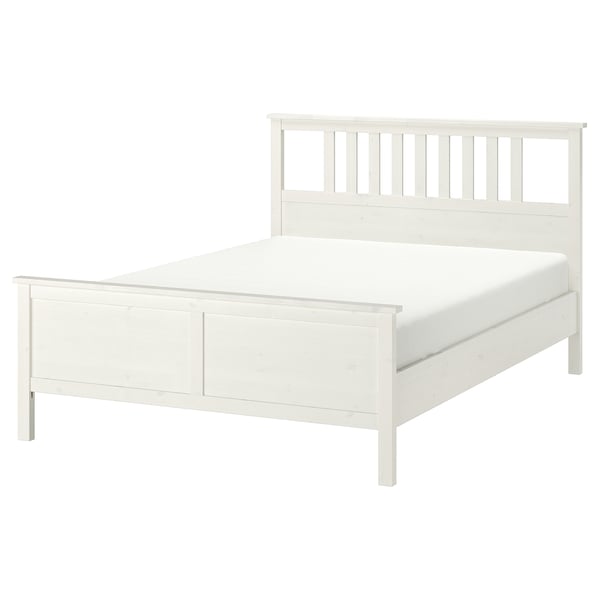 HEMNES bed frame, white stain/Lindbåden, 160x200 cm