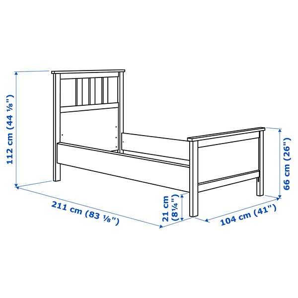 HEMNES Bed frame, stained white/Lindbåden, 90x200 cm