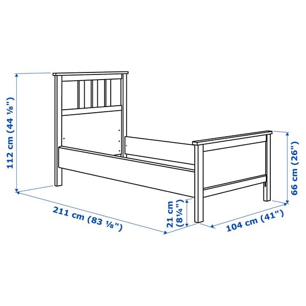 Ikea HEMNES Bed frame, stained white/Lindbåden, 90x200 cm