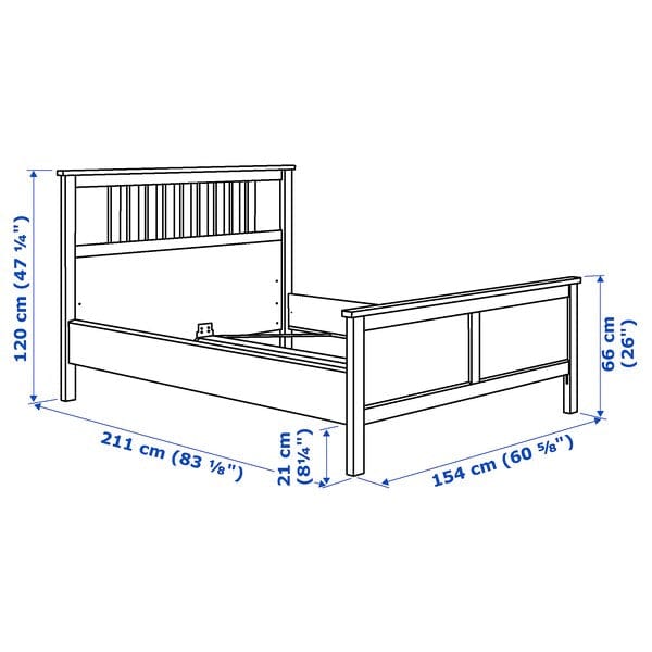 Ikea HEMNES Bed frame, mordant white/Lindbåden, 140x200 cm