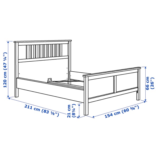 HEMNES bed frame, white stain/Lindbåden, 140x200 cm