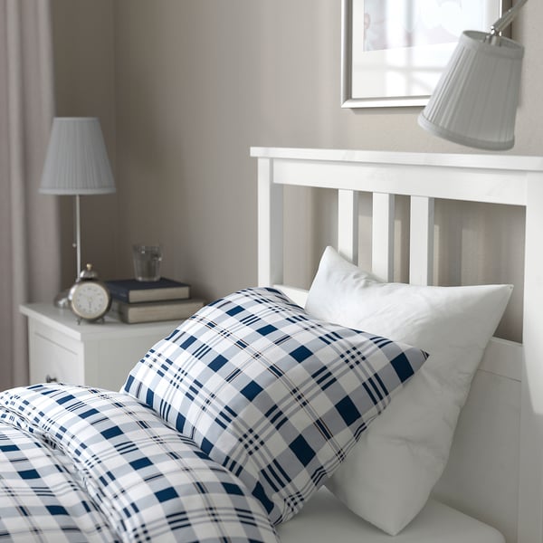 HEMNES bed frame, white stain/Lindbåden, 90x200 cm