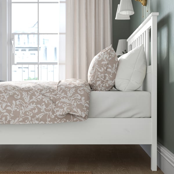 HEMNES bed frame, white stain/Lindbåden, 160x200 cm