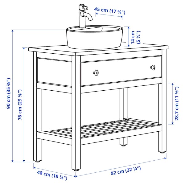 HEMNES / TÖRNVIKEN - Mobile lavor/casset/lavab/miscel, white,82x48x90 cm