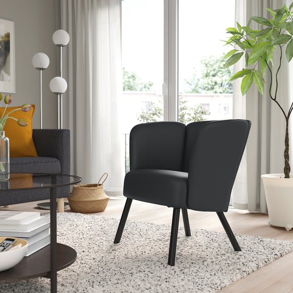 HERRÅKRA armchair, Skulsta black, 71x73x66 cm