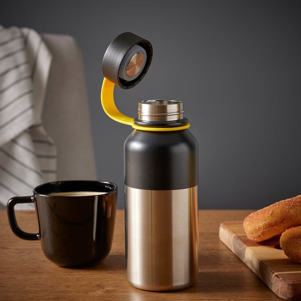 HETLEVRAD - HETLEVRAD Insulated flask, stainless steel/black, 0.5 l