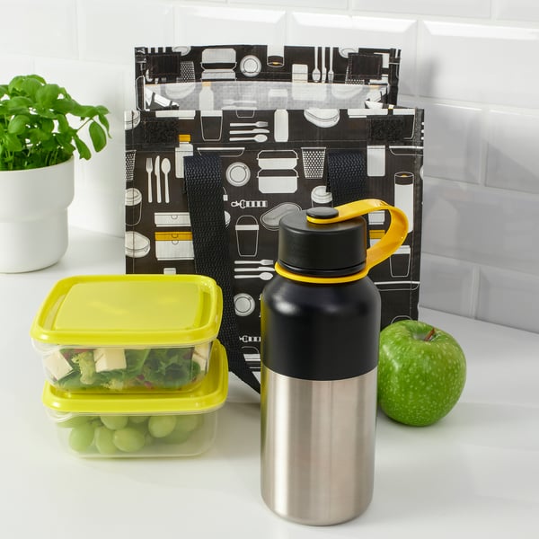 HETLEVRAD - HETLEVRAD Insulated flask, stainless steel/black, 0.5 l