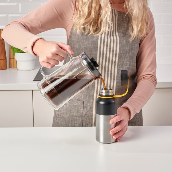 HETLEVRAD - HETLEVRAD Insulated flask, stainless steel/black, 0.5 l